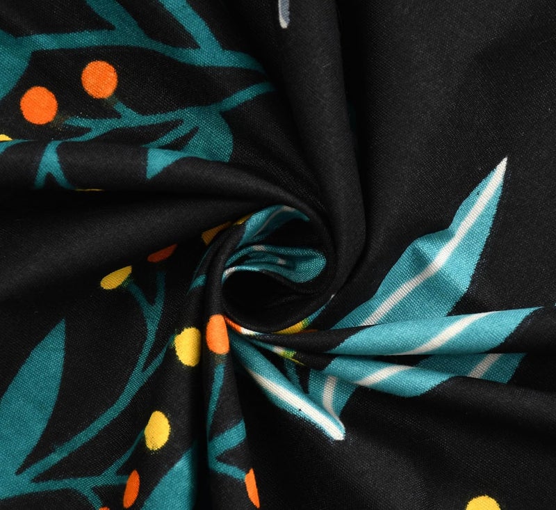 STARNSTYLE 280 TC Elastic Fitted Bedsheet with 2 Pillow Covers - Black Blue Floral Design (78x72 Inches) - Image 3